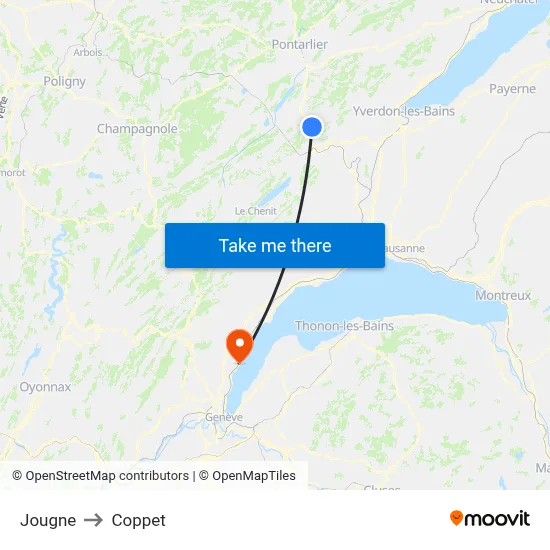 Jougne to Coppet map