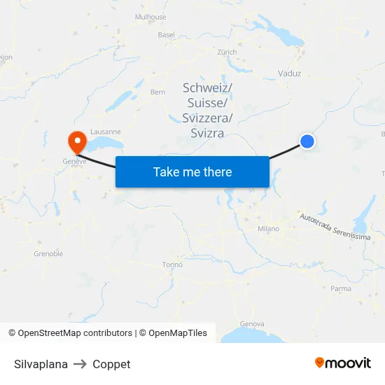 Silvaplana to Coppet map