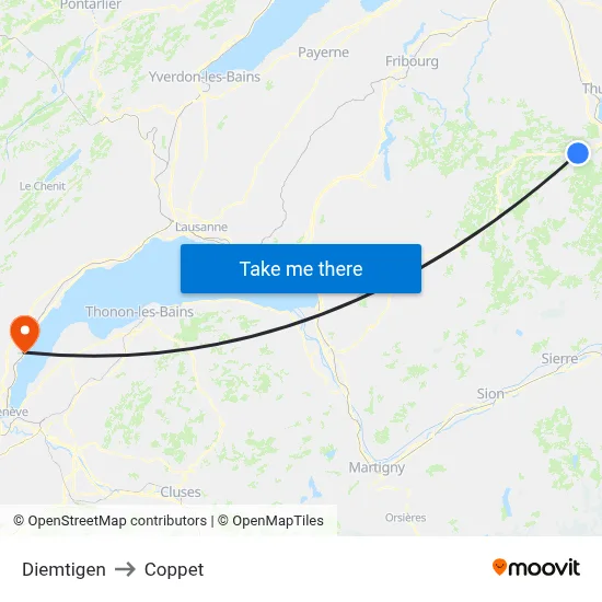 Diemtigen to Coppet map