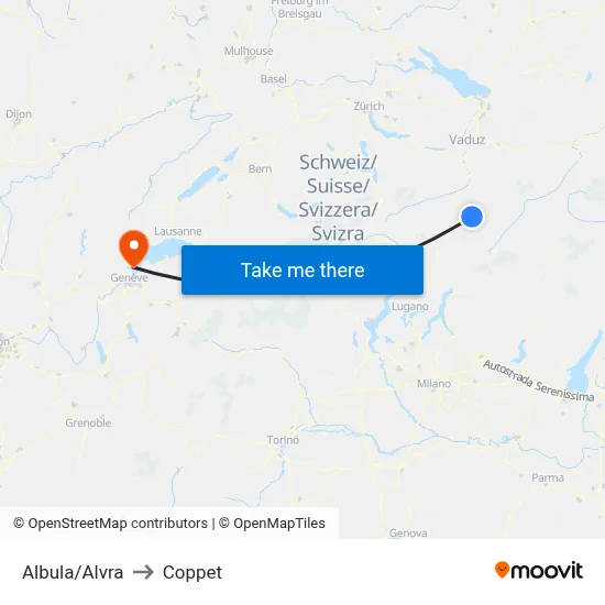 Albula/Alvra to Coppet map