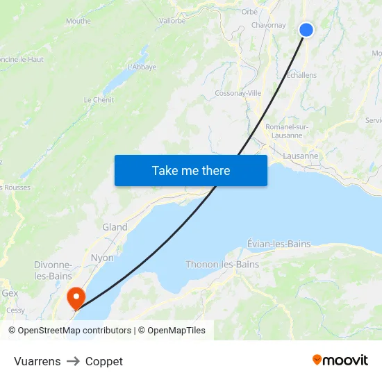 Vuarrens to Coppet map
