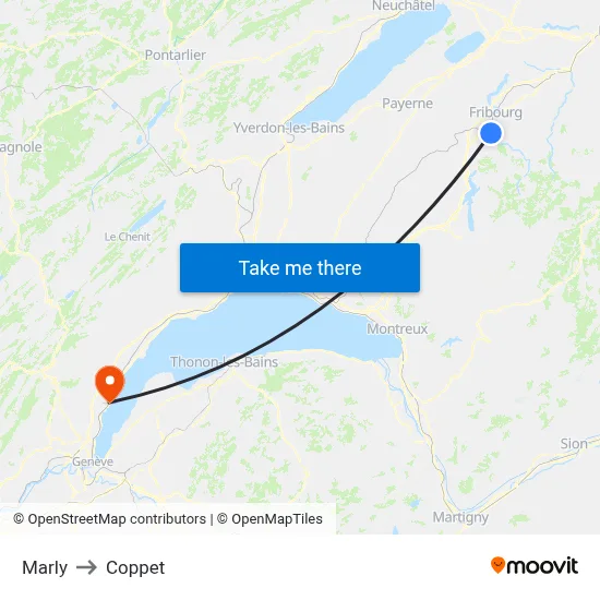 Marly to Coppet map