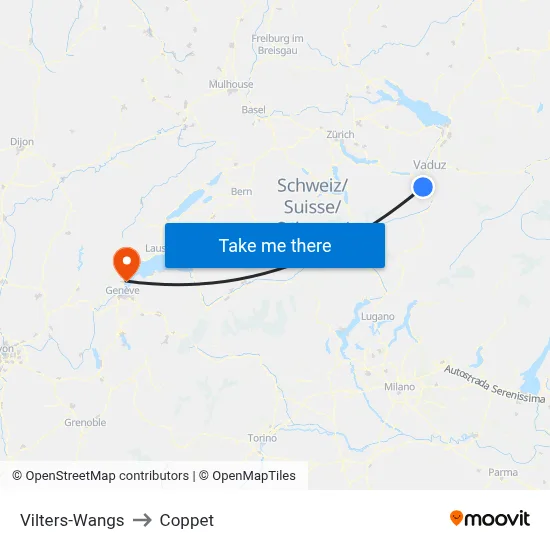 Vilters-Wangs to Coppet map