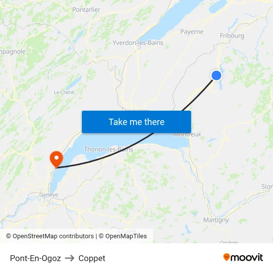 Pont-En-Ogoz to Coppet map
