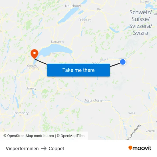 Visperterminen to Coppet map