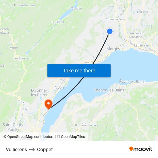 Vullierens to Coppet map