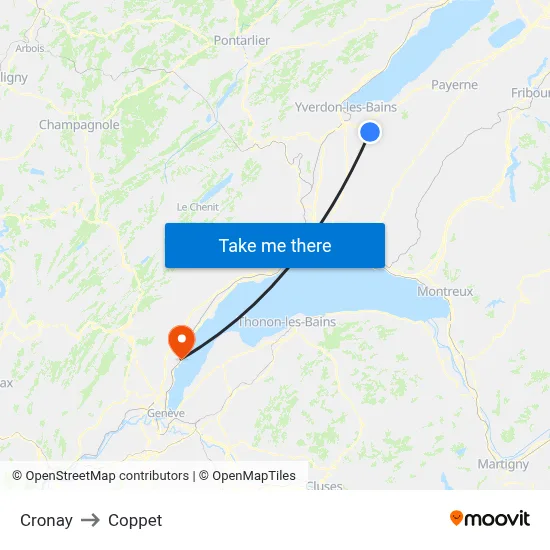 Cronay to Coppet map