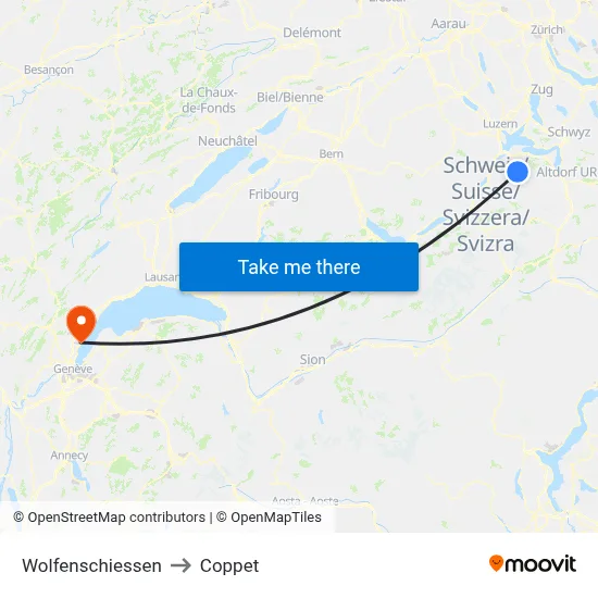 Wolfenschiessen to Coppet map