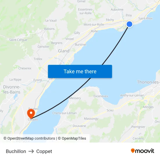Buchillon to Coppet map