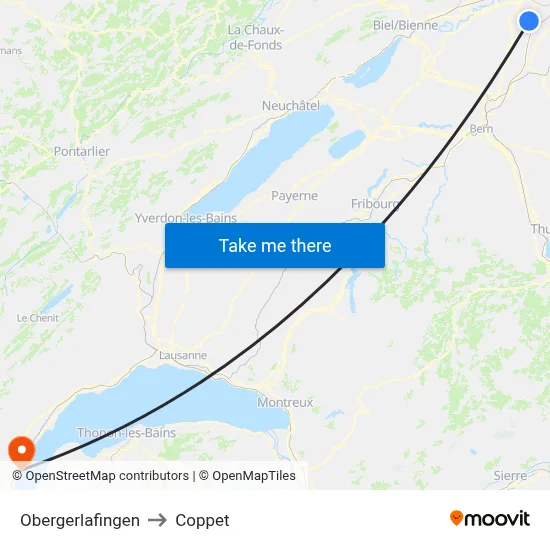 Obergerlafingen to Coppet map