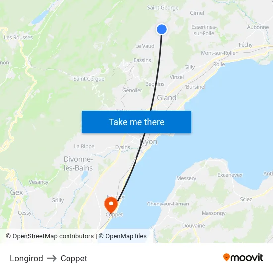 Longirod to Coppet map