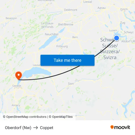 Oberdorf (Nw) to Coppet map