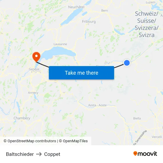 Baltschieder to Coppet map