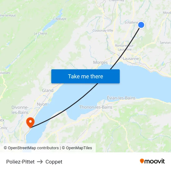 Poliez-Pittet to Coppet map