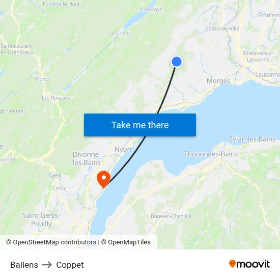 Ballens to Coppet map