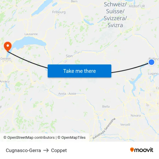 Cugnasco-Gerra to Coppet map