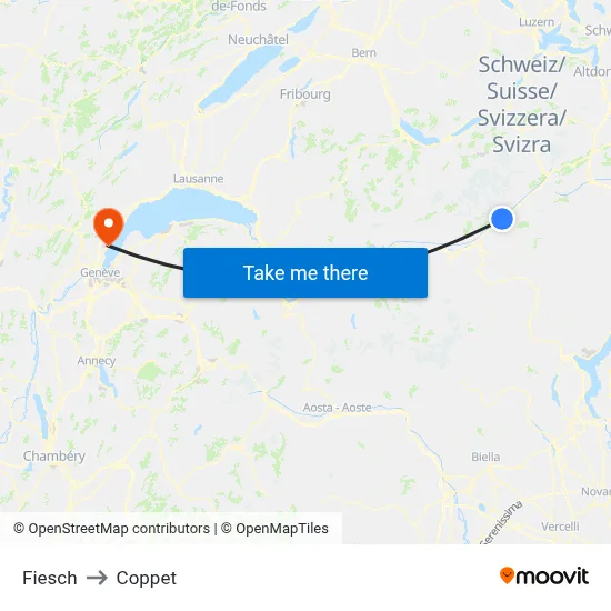 Fiesch to Coppet map