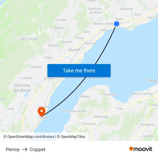 Perroy to Coppet map