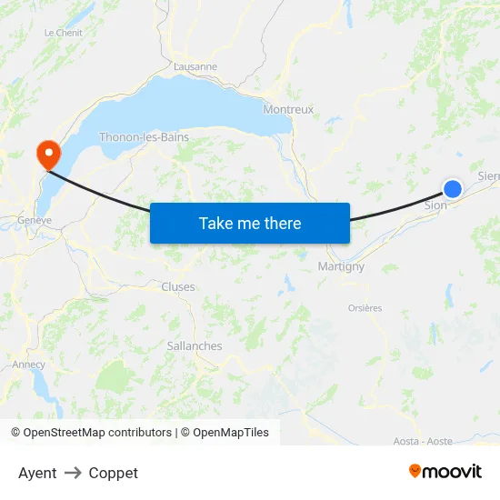 Ayent to Coppet map