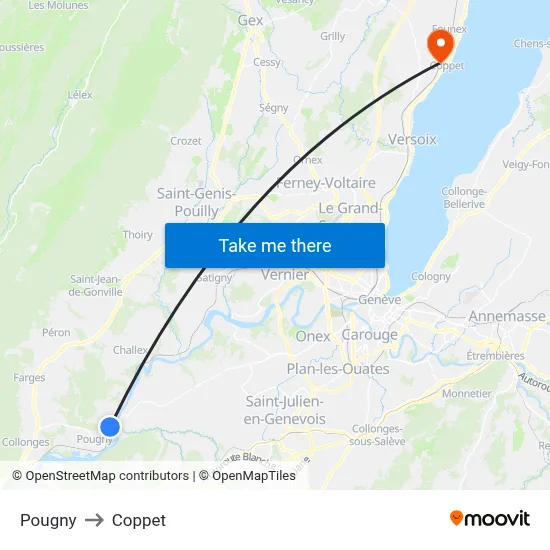 Pougny to Coppet map