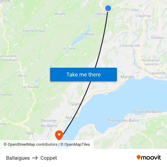 Ballaigues to Coppet map