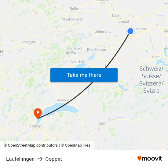 Läufelfingen to Coppet map