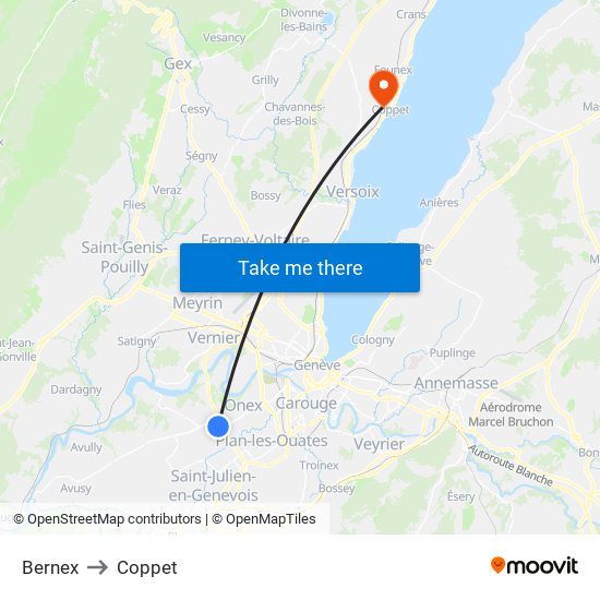 Bernex to Coppet map