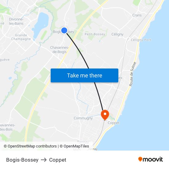 Bogis-Bossey to Coppet map