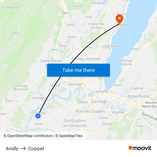 Avully to Coppet map