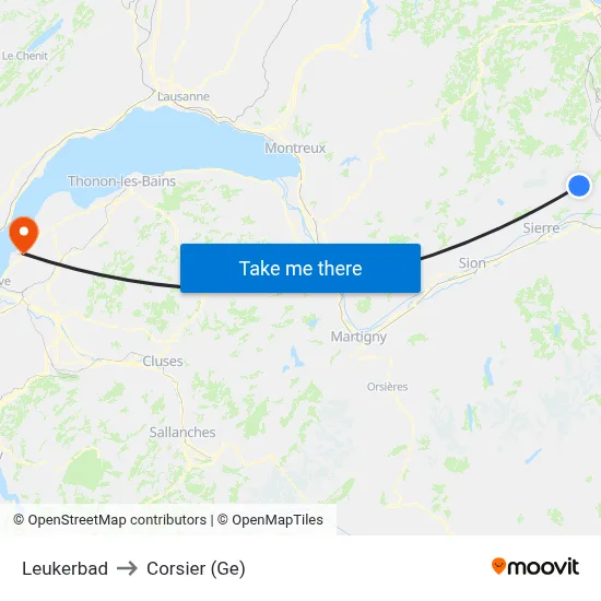 Leukerbad to Corsier (Ge) map