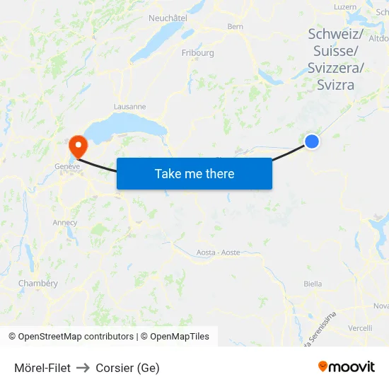 Mörel-Filet to Corsier (Ge) map