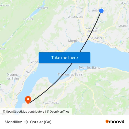 Montilliez to Corsier (Ge) map