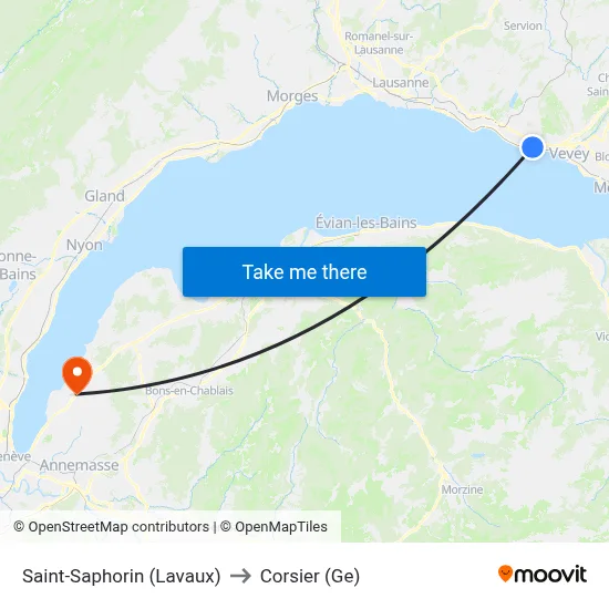Saint-Saphorin (Lavaux) to Corsier (Ge) map