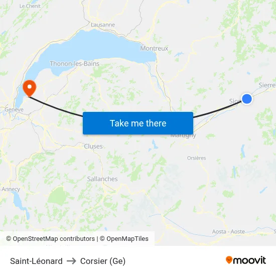 Saint-Léonard to Corsier (Ge) map