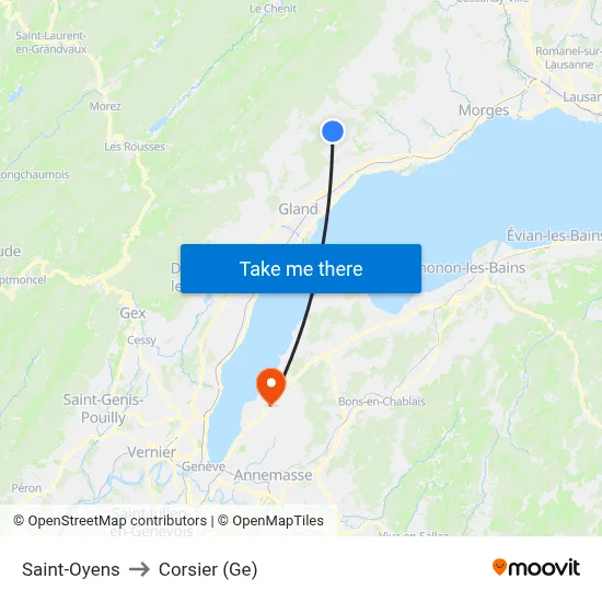 Saint-Oyens to Corsier (Ge) map
