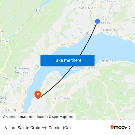 Villars-Sainte-Croix to Corsier (Ge) map