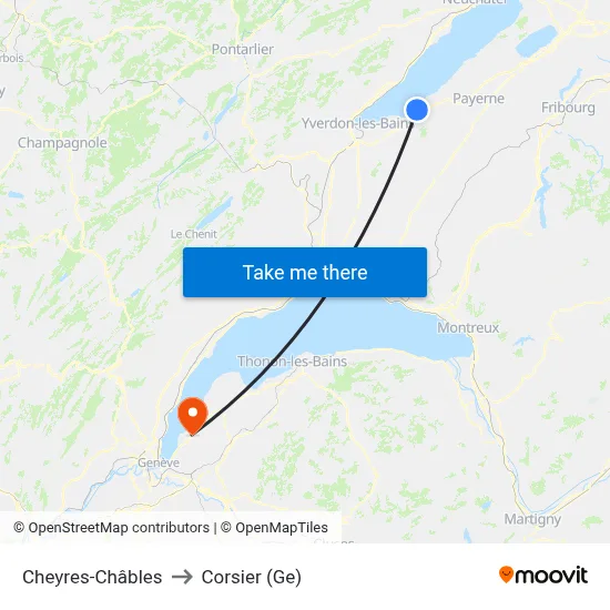 Cheyres-Châbles to Corsier (Ge) map