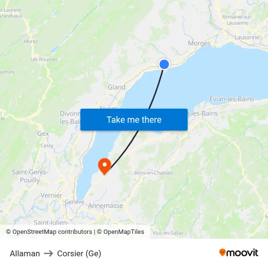 Allaman to Corsier (Ge) map