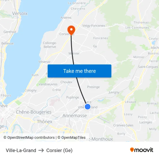 Ville-La-Grand to Corsier (Ge) map