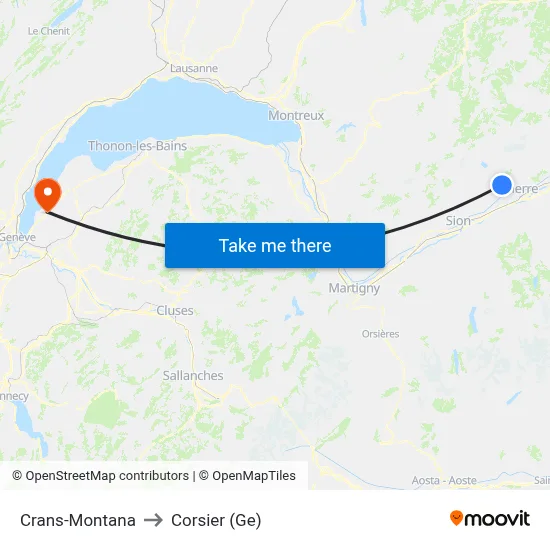Crans-Montana to Corsier (Ge) map