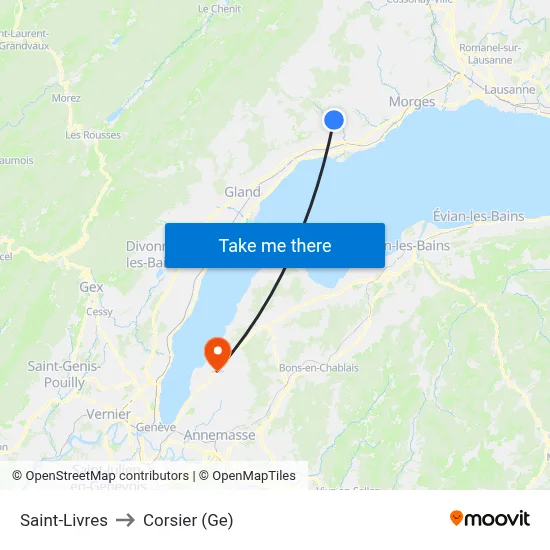 Saint-Livres to Corsier (Ge) map
