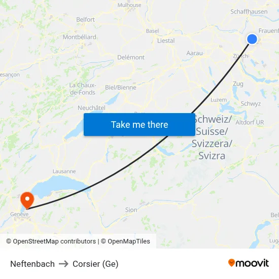 Neftenbach to Corsier (Ge) map
