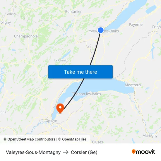Valeyres-Sous-Montagny to Corsier (Ge) map