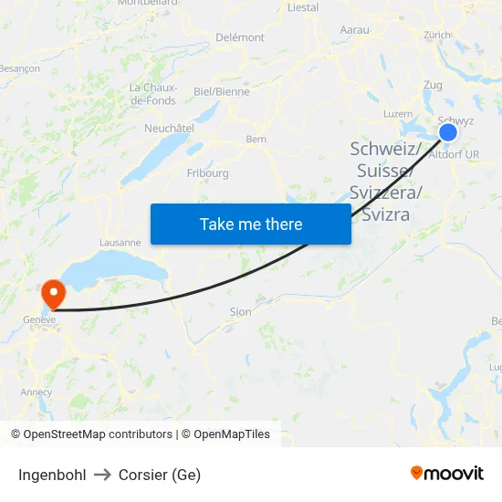 Ingenbohl to Corsier (Ge) map