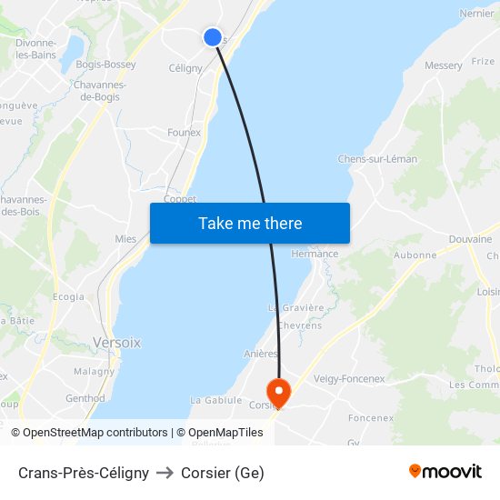 Crans-Près-Céligny to Corsier (Ge) map