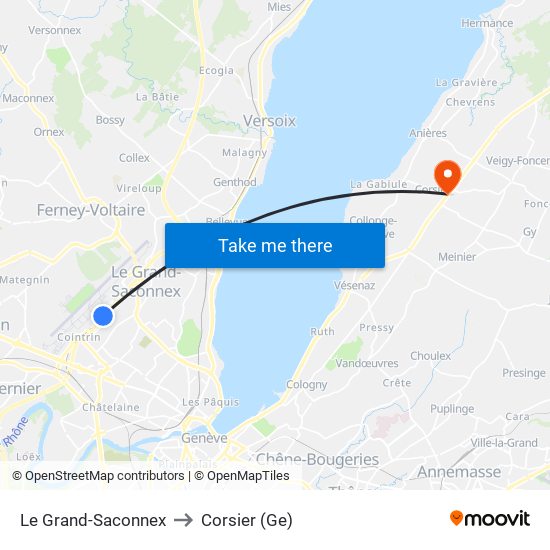 Le Grand-Saconnex to Corsier (Ge) map