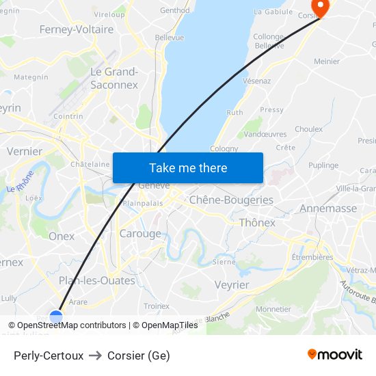 Perly-Certoux to Corsier (Ge) map