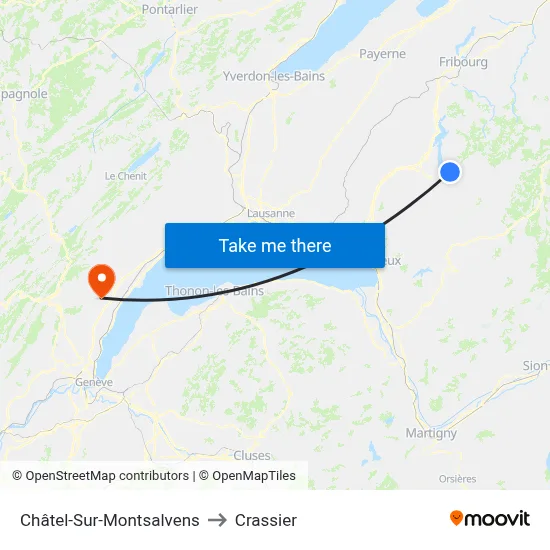 Châtel-Sur-Montsalvens to Crassier map
