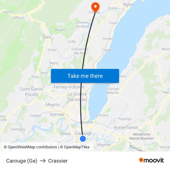 Carouge (Ge) to Crassier map