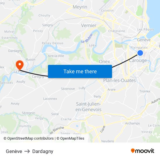 Genève to Dardagny map